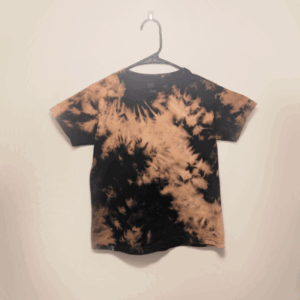 Black kids tee shirt with hand-bleached nebula design in the center