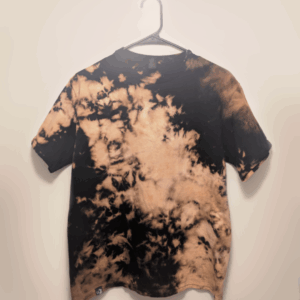 Black kids tee shirt with hand-bleached nebula design in the center