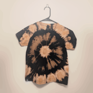 Black kids tee shirt with hand-bleached eye design in the center