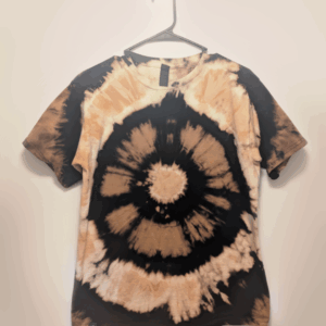 Black kids tee shirt with hand-bleached eye design in the center