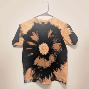 Black kids tee shirt with hand-bleached eye design in the center