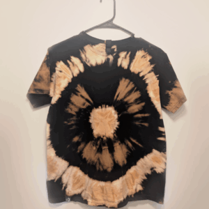 Black kids tee shirt with hand-bleached eye design in the center
